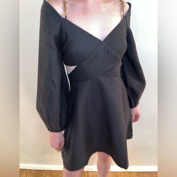 Line & Dot Dresses & Skirts - Line & Dot Black Dress w/ gold chain straps and cut outs